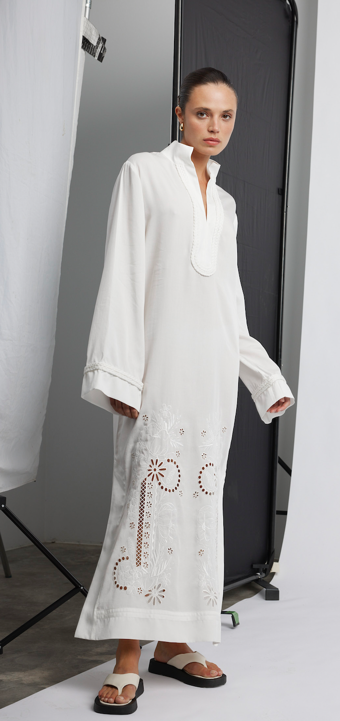 Wild Rose Kaftan - White