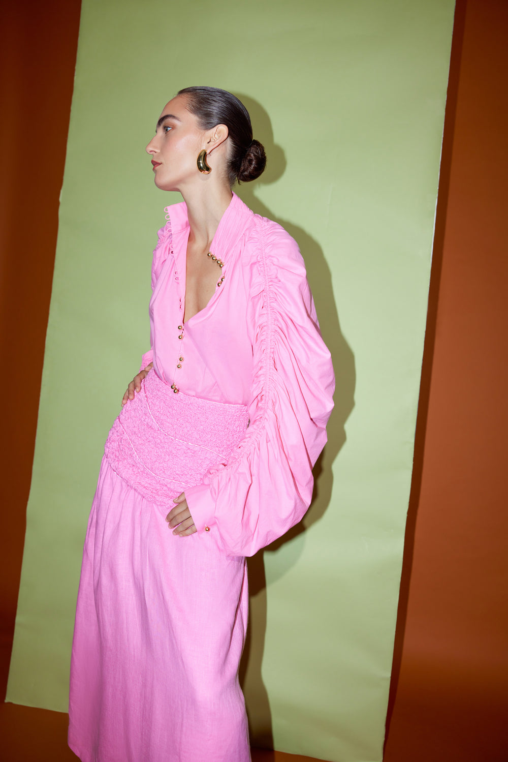 Smocked Full Length Skirt - Pink | Sunset Lover