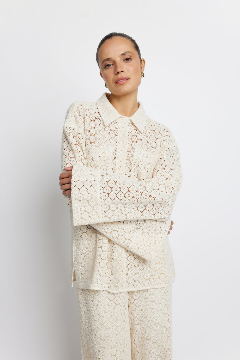 Coral Crochet Shirt - Natural