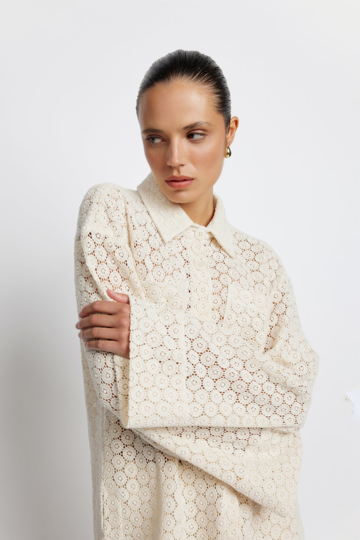 Coral Crochet Shirt - Natural