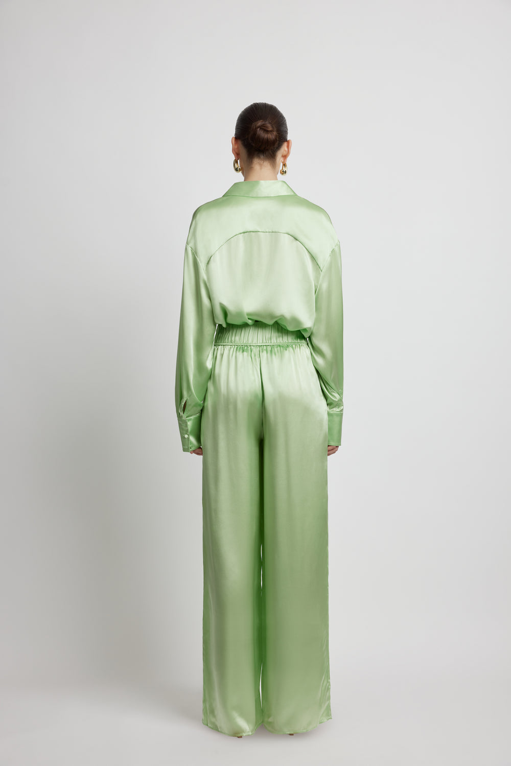 Ocean High Waist Silk Pant - Matcha Green | Sunset Lover