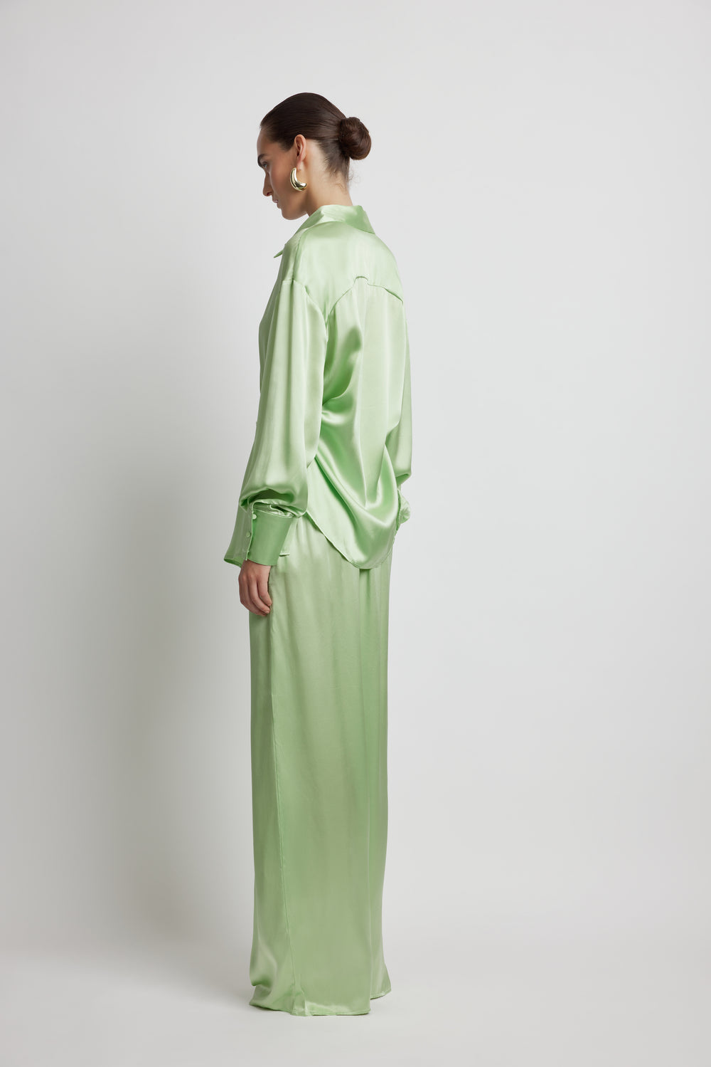 Sunset Tie Ocean Matcha Front Shirt Green - Lover Silk -