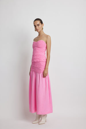Smocked Full Length Skirt - Pink | Sunset Lover