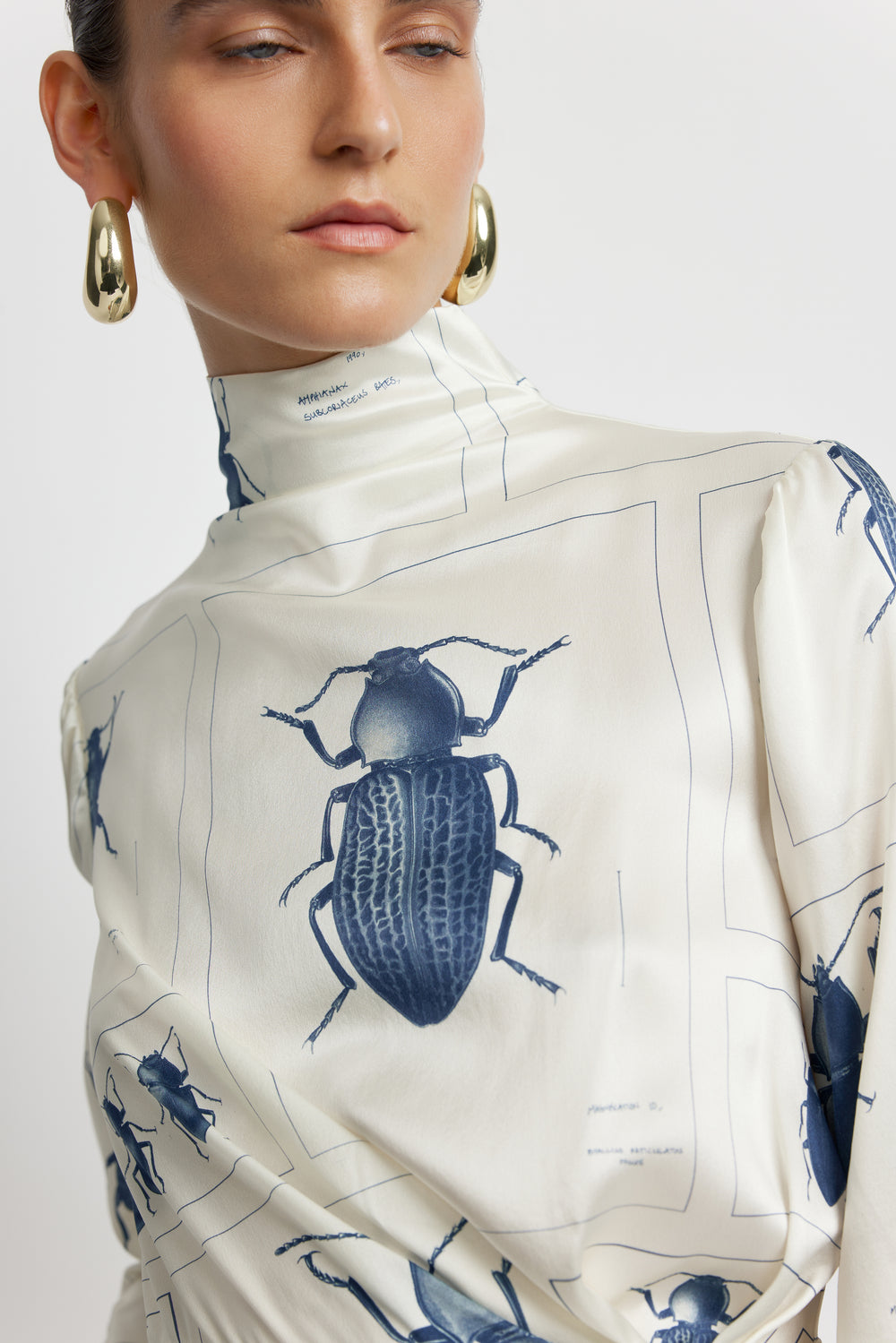 Twist Front Midi Silk Dress - Beetle Print | Sunset Lover