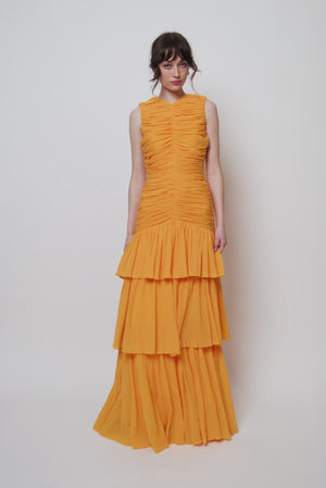 Wildflower Full Length Dress - Blazing Orange