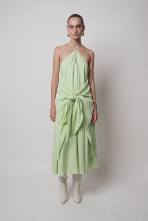 Ocean Tie Front Dress - Matcha Green