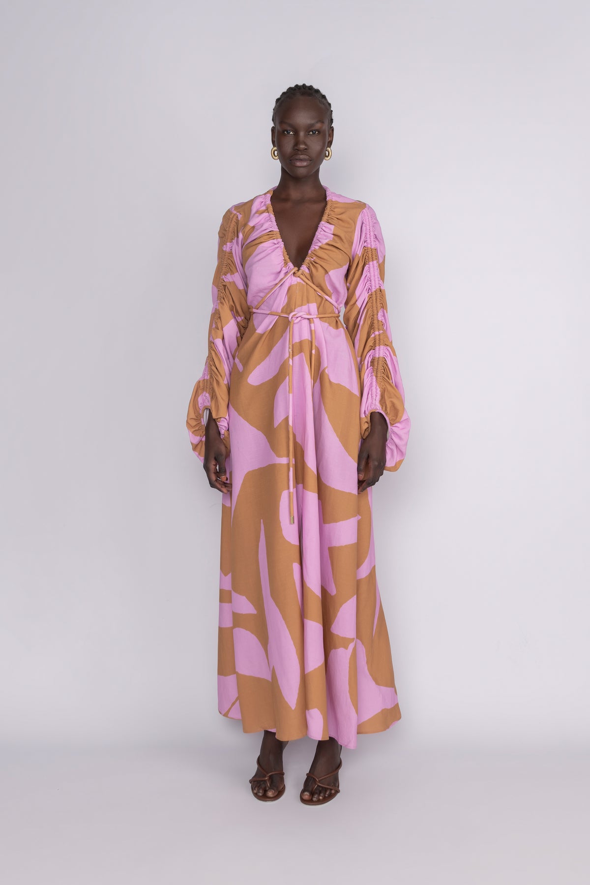 Abstract Full Length Dress - Violet Abstract