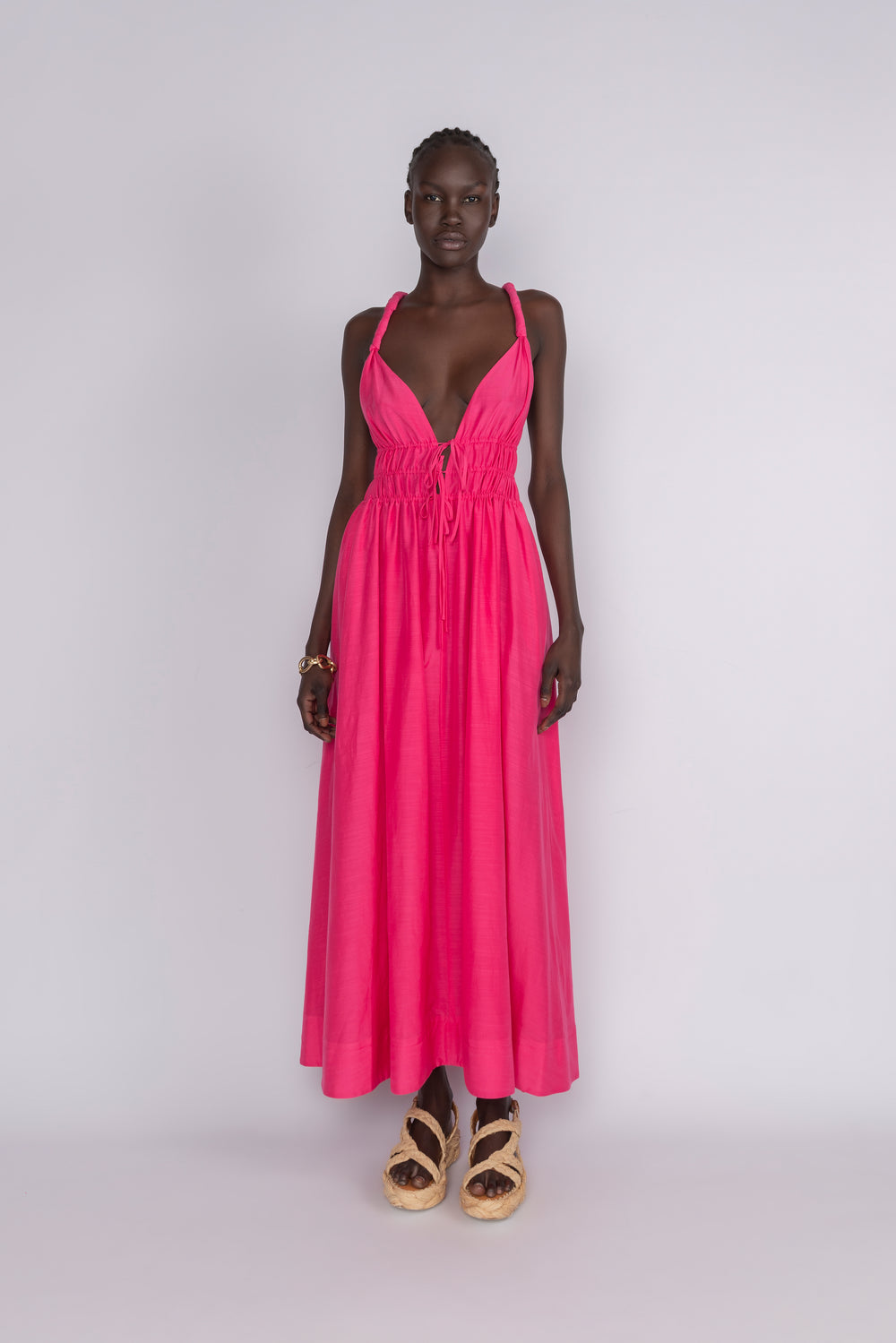 Tied Up Full Length Dress - Raspberry
