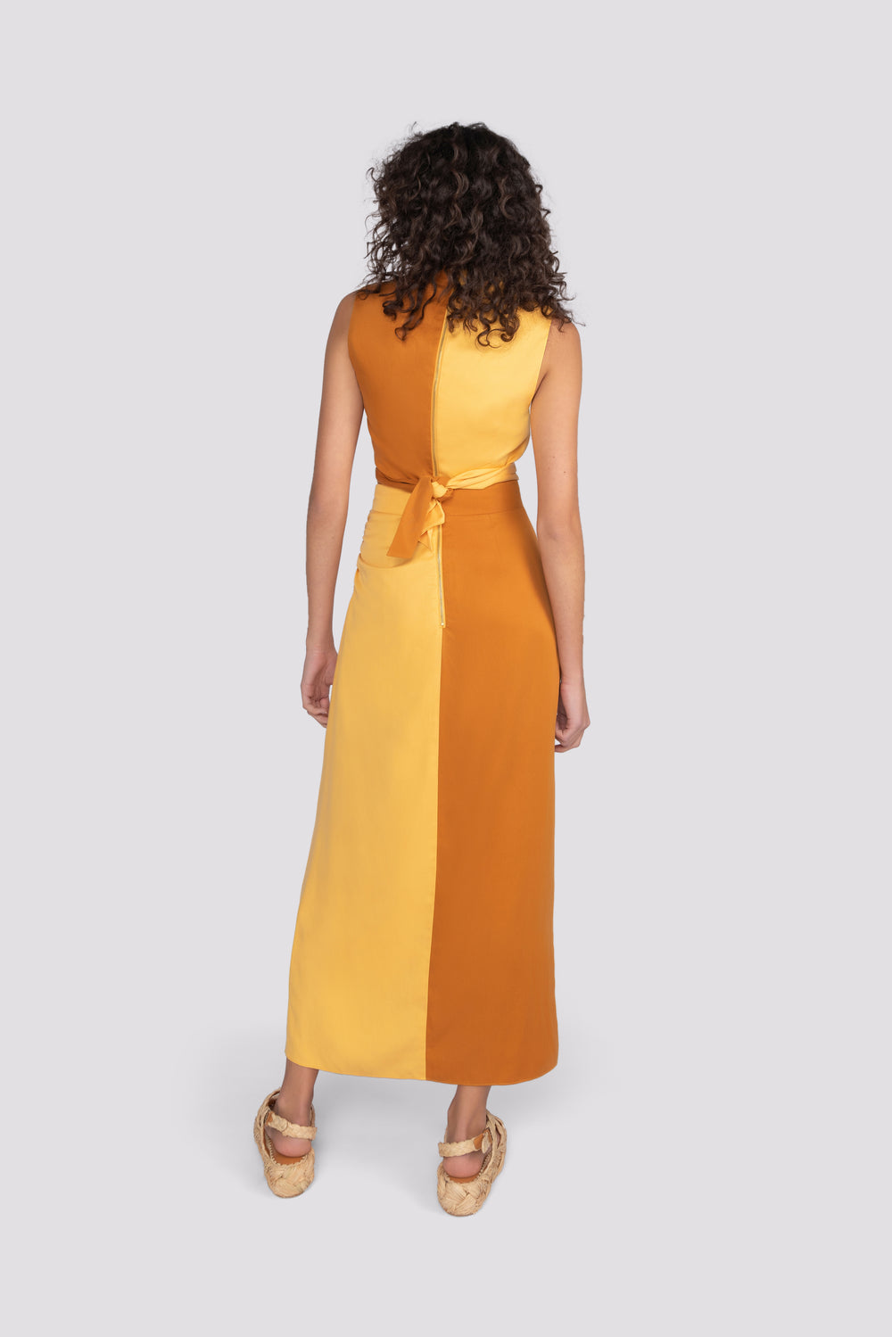 Twisted Lenzing Skirt - Golden Cream & Sudan Brown | Sunset Lover