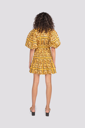 Tiled Hanson Palm Mini Dress - Tiled Palm Print | Sunset Lover
